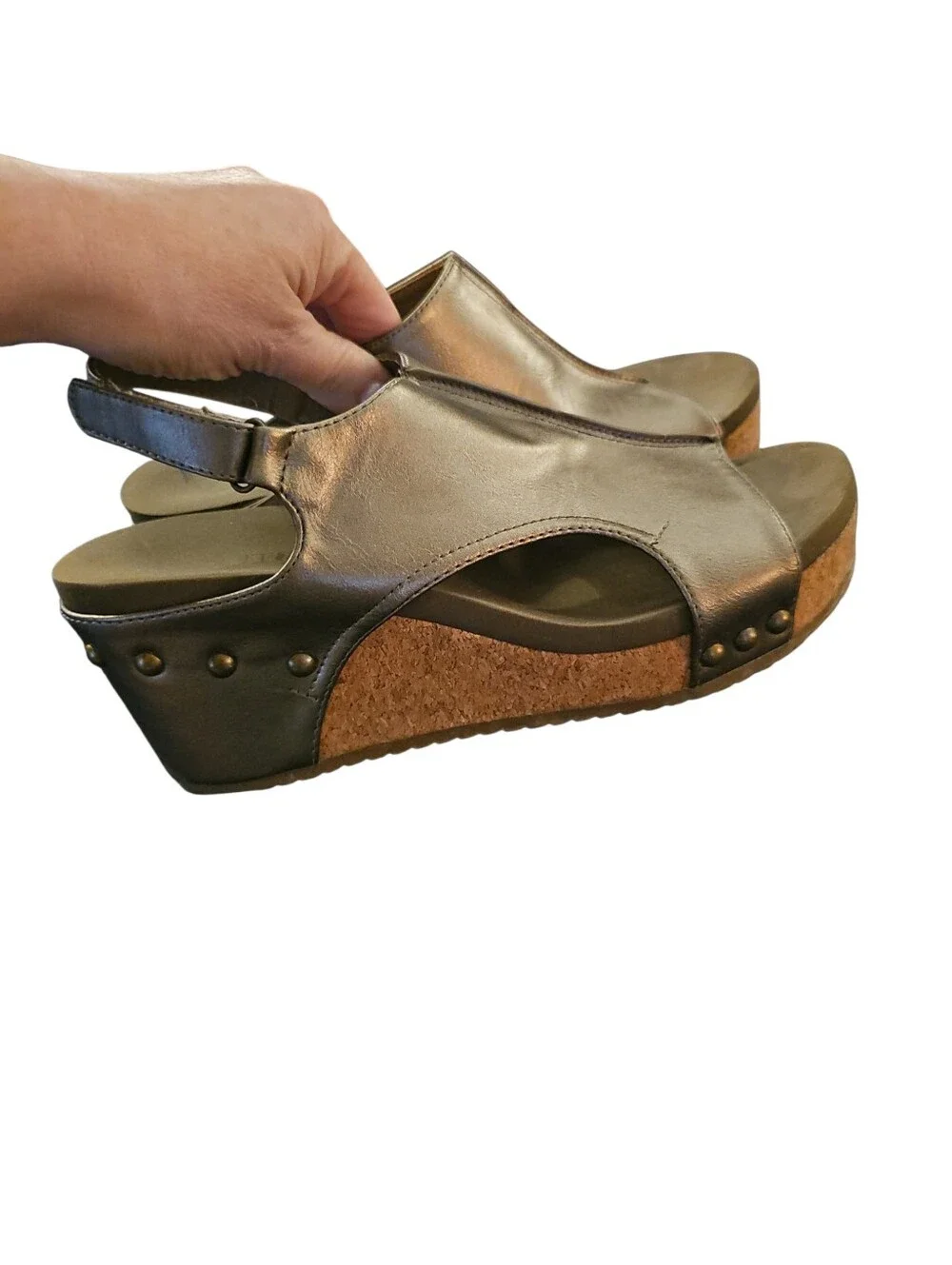 Boutique By Corky's Pewter Carley Wedge Sandals - Sz 9 SH234 - Picture 4 of 6
